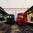 肥後大津駅に停車する通勤時間帯の豊肥線