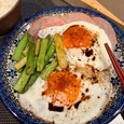 朝食（目玉焼き・アスパラ・ハム）