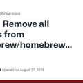 Remove all options from Homebrew/homebrew-core formulae · Issue #31510 · Homebrew/homebrew-core