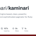 GitHub - kaminari/kaminari: ⚡ A Scope & Engine based, clean, powerful, customizable and sophisticated paginator for Ruby webapps